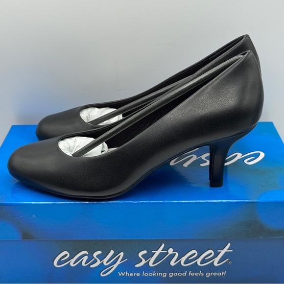 Easy Street Passion Black Kitten Heel Pumps 7.5W - Picture 3 of 8